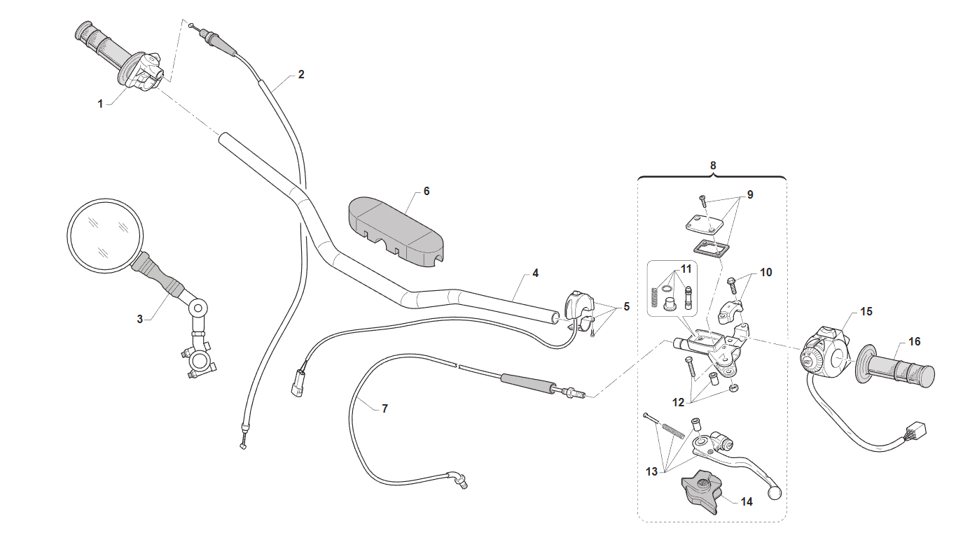 2T 125/144 EN FROM 2011 TO 2014 - FRAME - HANDLEBAR
